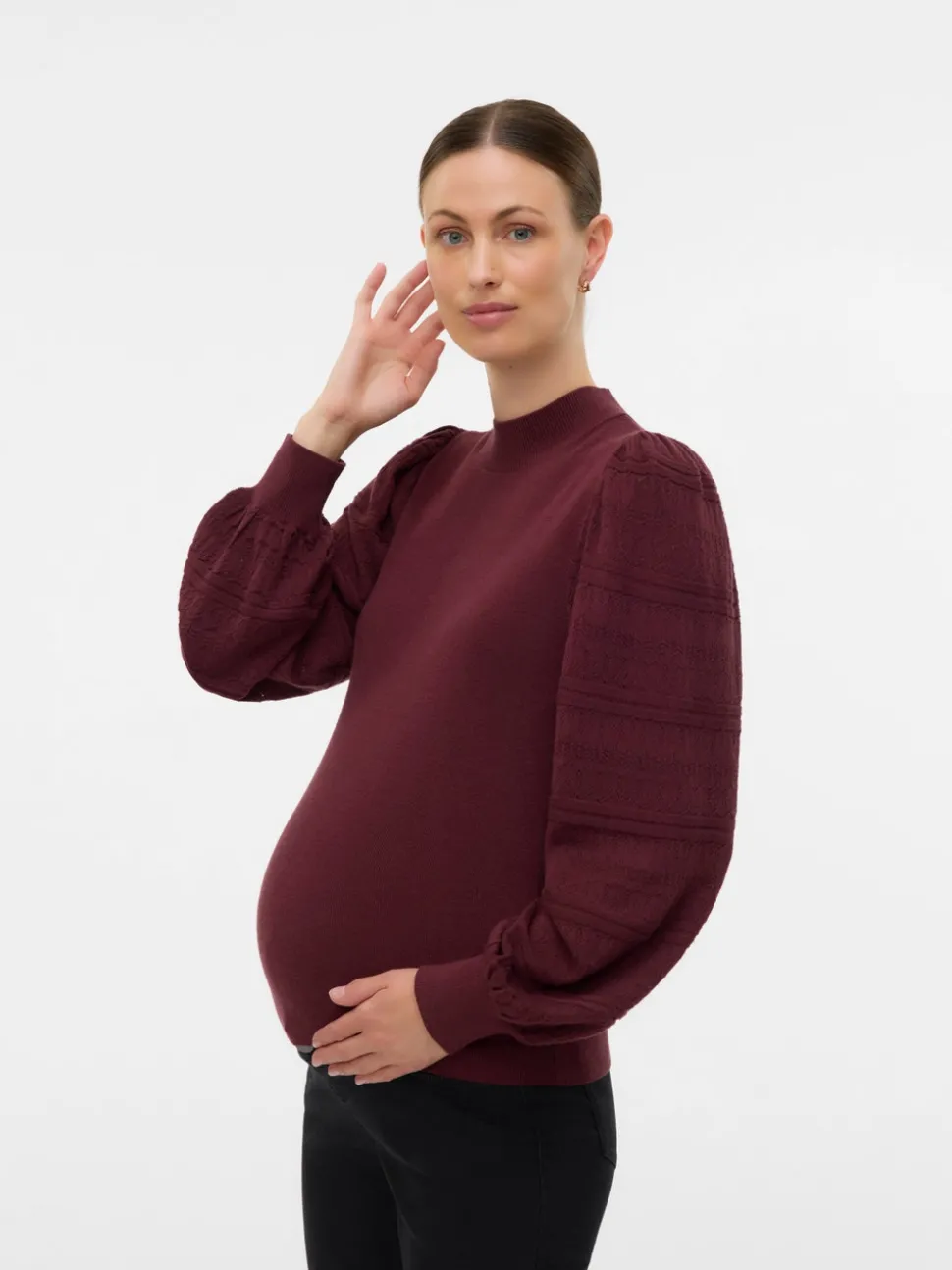 Regular fit Hoge hals Ballonmouwen Pullover