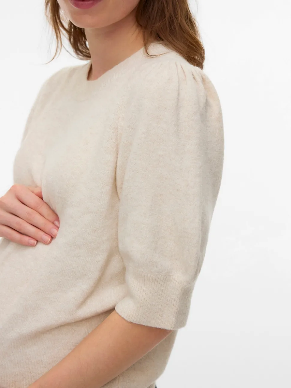 Regular fit O-hals Geribde mouwuiteinden Pullover