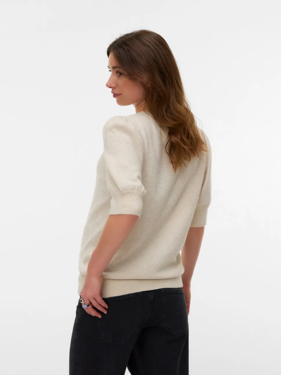 Regular fit O-hals Geribde mouwuiteinden Pullover