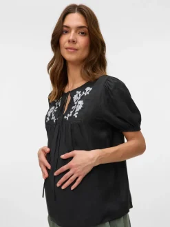 Regular fit O-hals Manchetten met elastiek Ballonmouwen Top