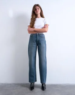 TSCOLUMN Mid rise Straight fit Jeans