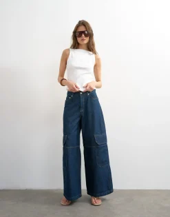 TSEVA Mid rise Wide leg fit Jeans