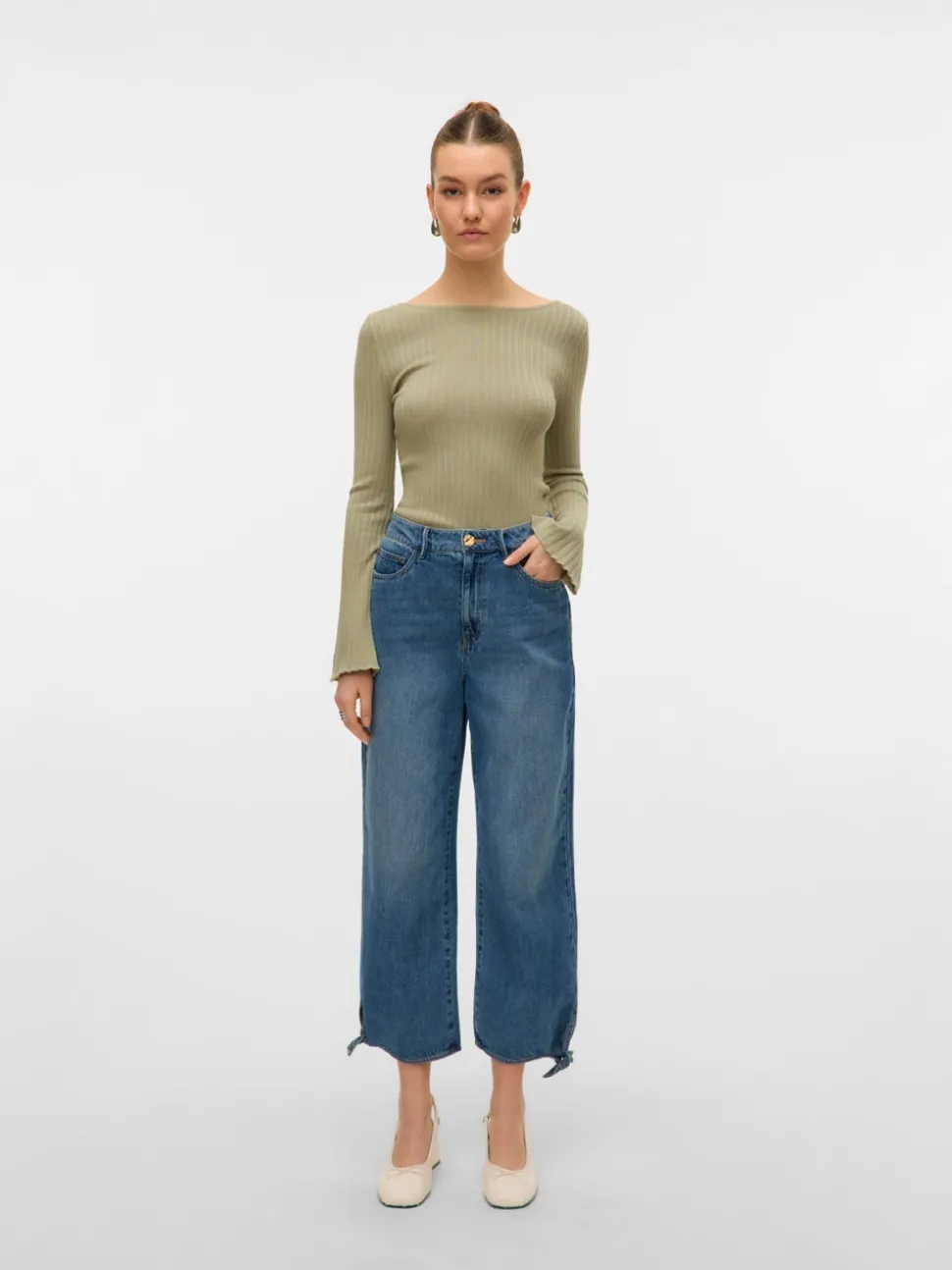 VMKATHY High rise Brede pasvorm - bijgesneden Jeans