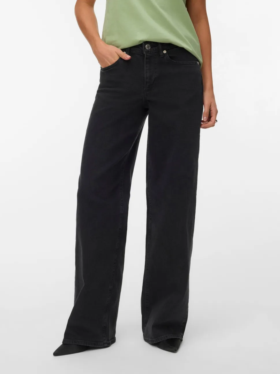 VMSANDIE-STRETCH Mid rise Wide leg fit Jeans