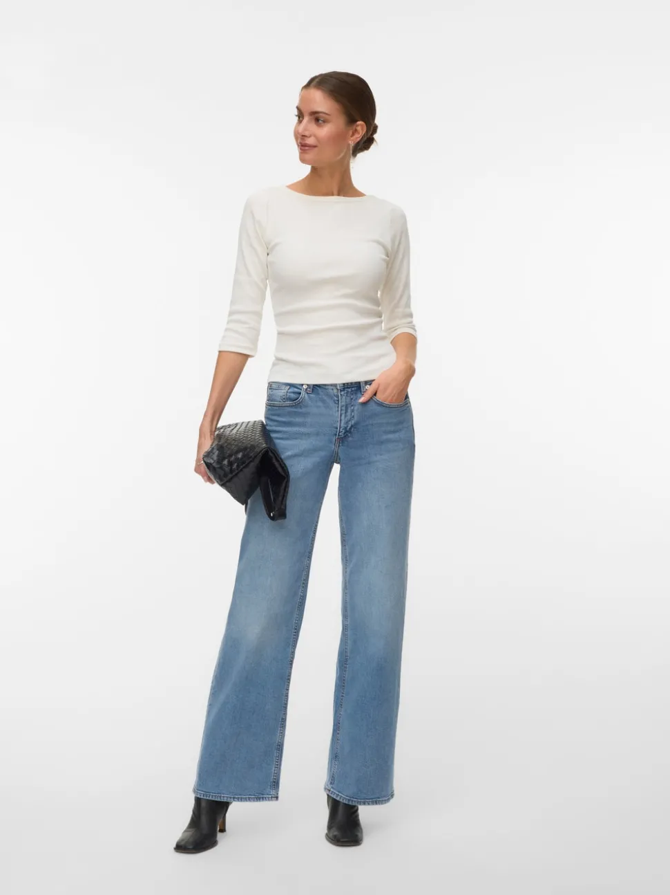 VMSANDIE-STRETCH Mid rise Wide leg fit Jeans