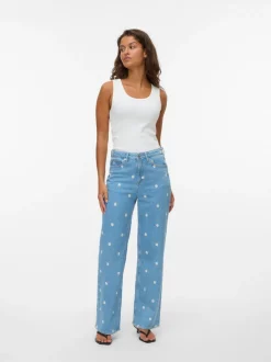 VMTESSA High rise Brede pasvorm - bijgesneden Jeans