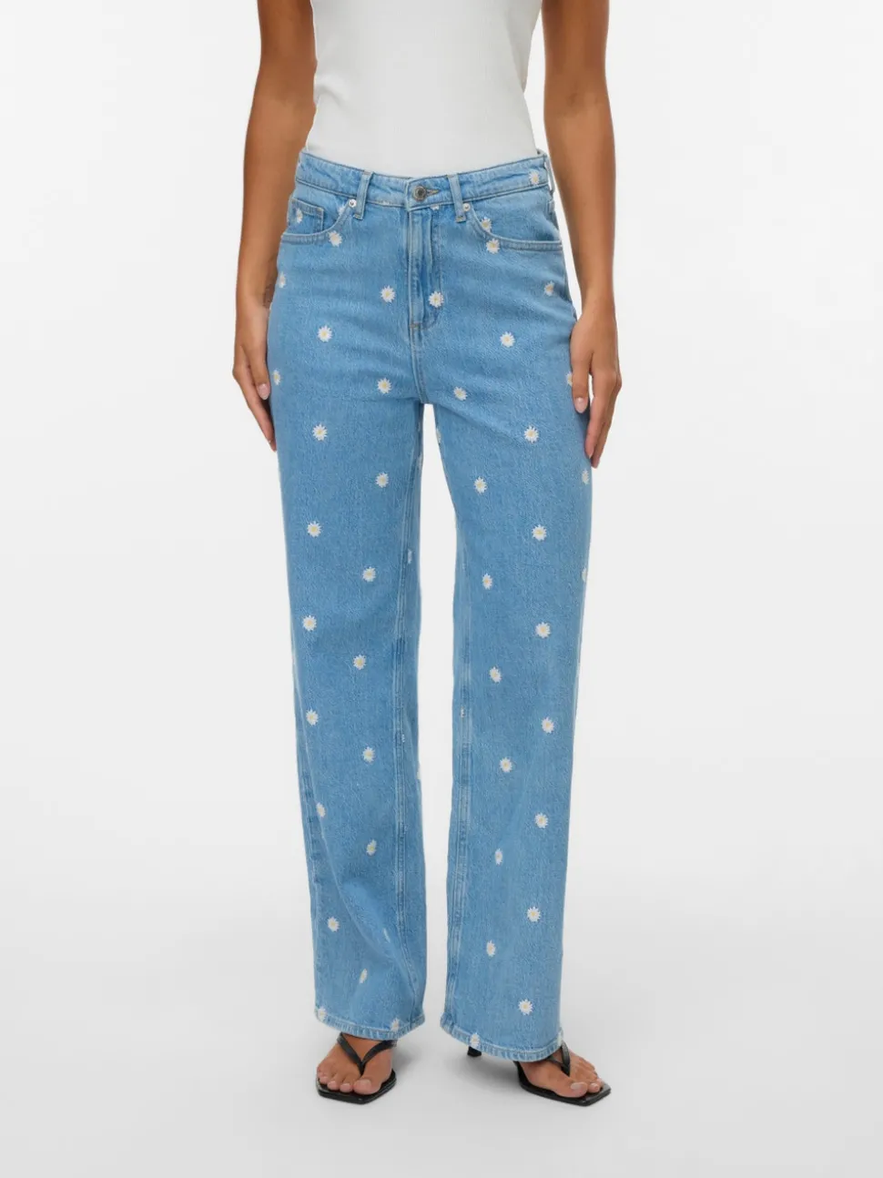 VMTESSA High rise Brede pasvorm - bijgesneden Jeans