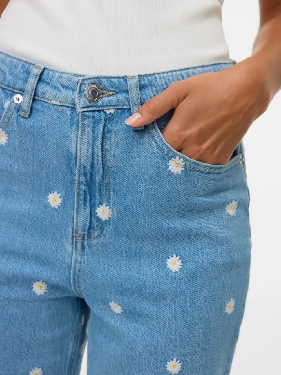 VMTESSA High rise Brede pasvorm - bijgesneden Jeans
