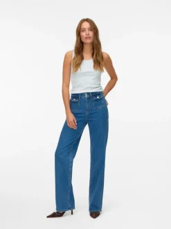 VMTESSA High rise Brede pasvorm - bijgesneden Jeans