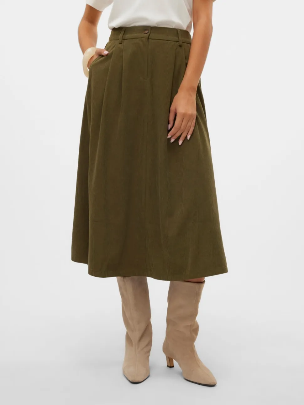 VMVIENNA High waist Corduroy Midi-rok