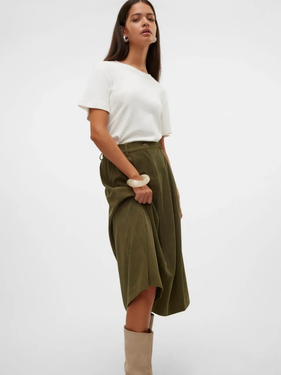 VMVIENNA High waist Corduroy Midi-rok