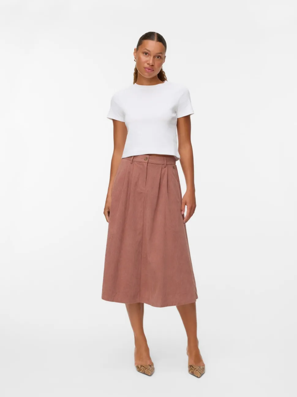 VMVIENNA High waist Corduroy Midi-rok