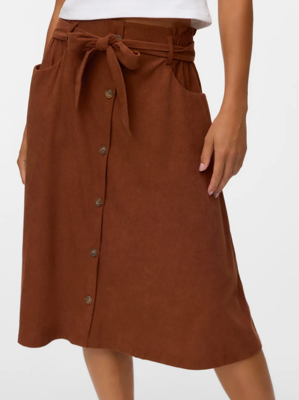 VMVILJA Corduroy High waist Midi-rok