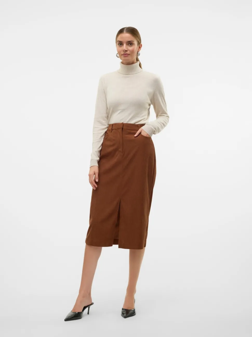 VMVILJA Corduroy High waist Midi-rok